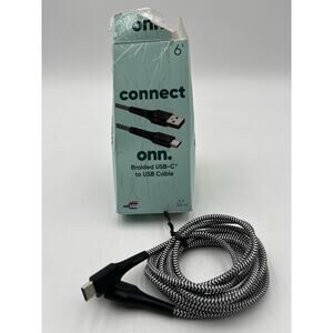 CONNECT ONN ~ BRAIDED USB-C to USB CABLE ~ 6' FOOT